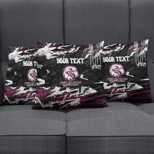 Personalized Manly Warringah Sea Eagles Pillow Cover Graffiti Grunge Abstract Urban Street Style Design