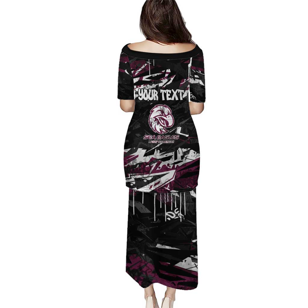 Personalized Manly Warringah Sea Eagles Puletasi Graffiti Grunge Abstract Urban Street Style Design