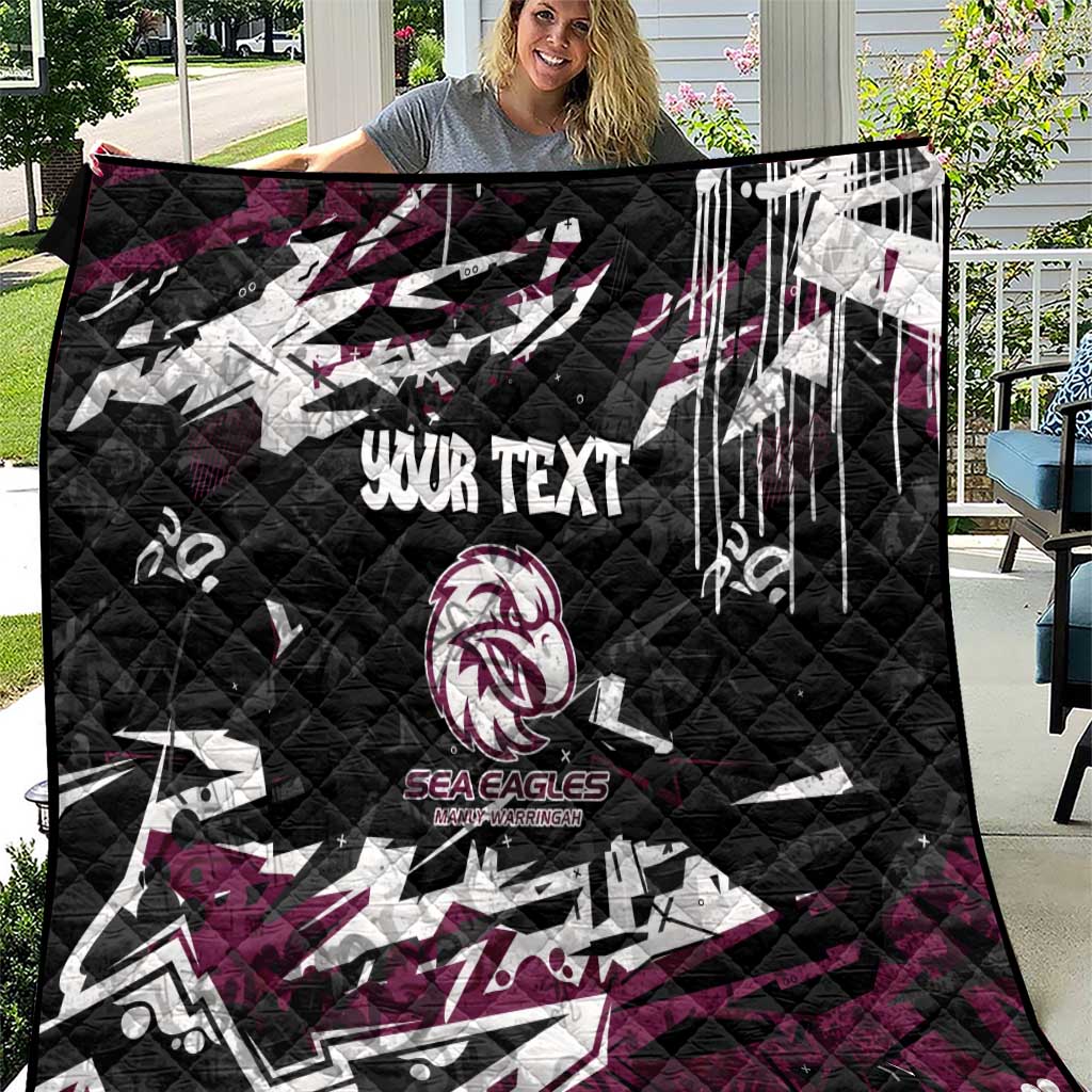 Personalized Manly Warringah Sea Eagles Quilt Graffiti Grunge Abstract Urban Street Style Design