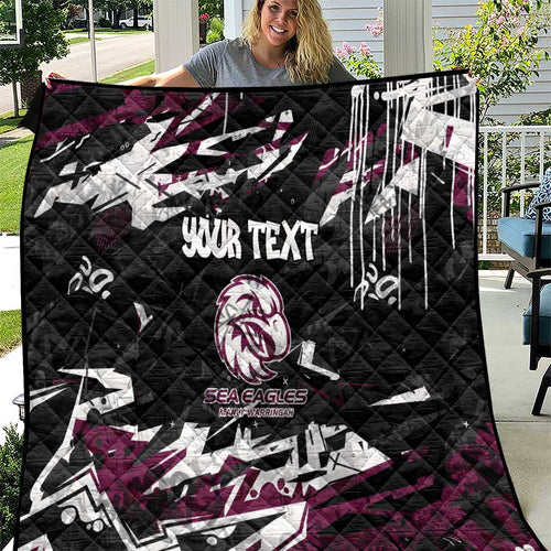 Personalized Manly Warringah Sea Eagles Quilt Graffiti Grunge Abstract Urban Street Style Design