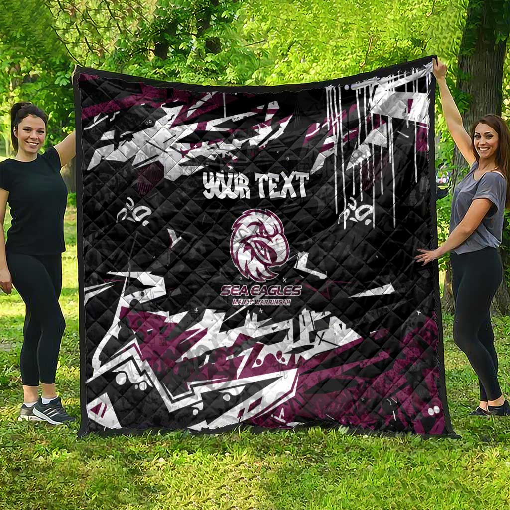 Personalized Manly Warringah Sea Eagles Quilt Graffiti Grunge Abstract Urban Street Style Design