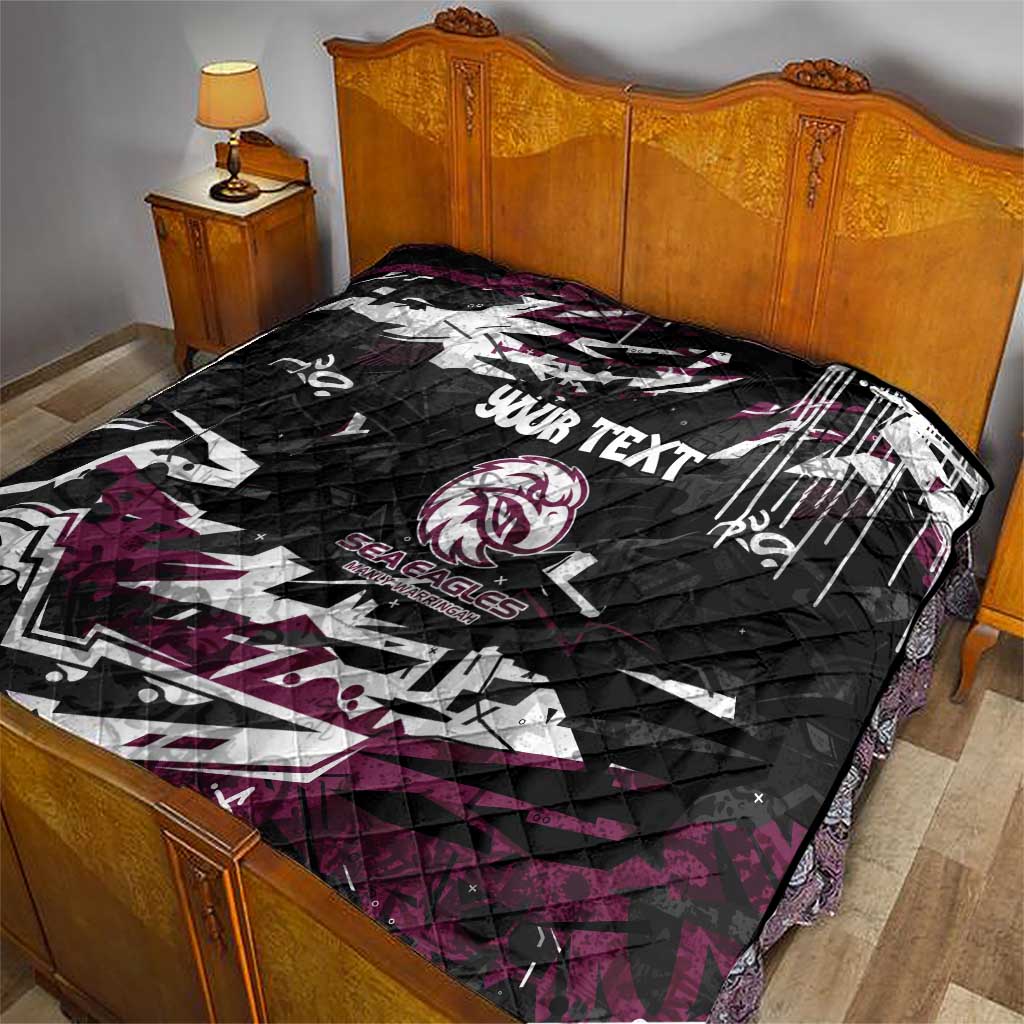 Personalized Manly Warringah Sea Eagles Quilt Graffiti Grunge Abstract Urban Street Style Design