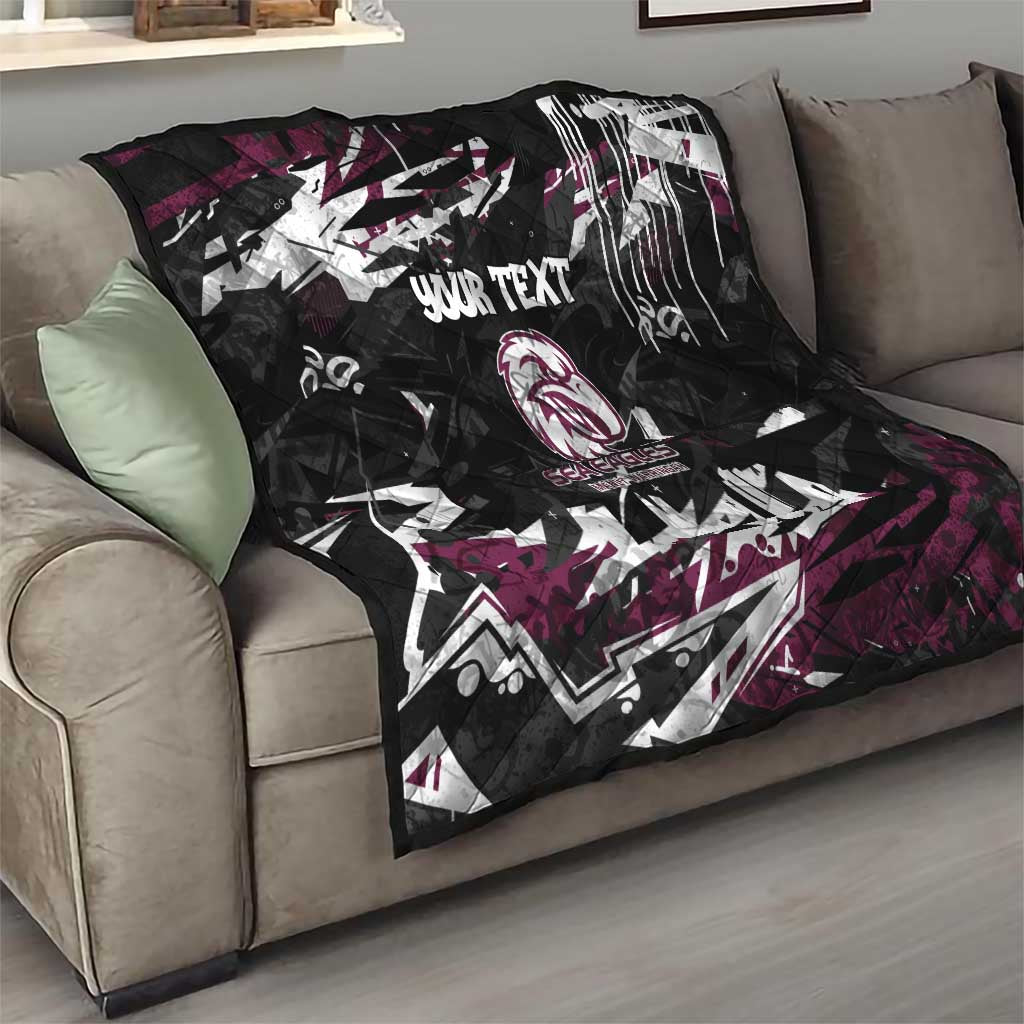 Personalized Manly Warringah Sea Eagles Quilt Graffiti Grunge Abstract Urban Street Style Design