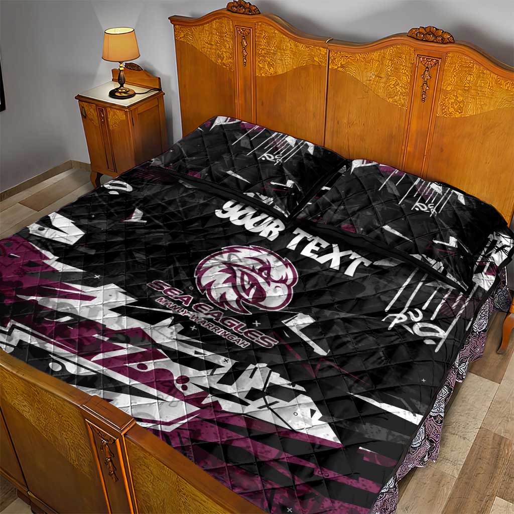 Personalized Manly Warringah Sea Eagles Quilt Bed Set Graffiti Grunge Abstract Urban Street Style Design