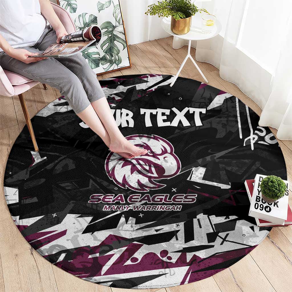 Personalized Manly Warringah Sea Eagles Round Carpet Graffiti Grunge Abstract Urban Street Style Design