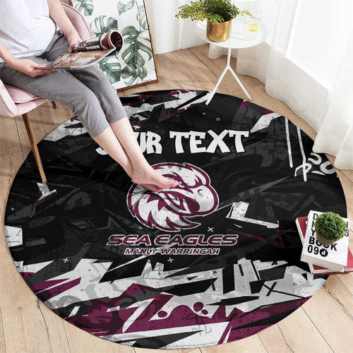 Personalized Manly Warringah Sea Eagles Round Carpet Graffiti Grunge Abstract Urban Street Style Design