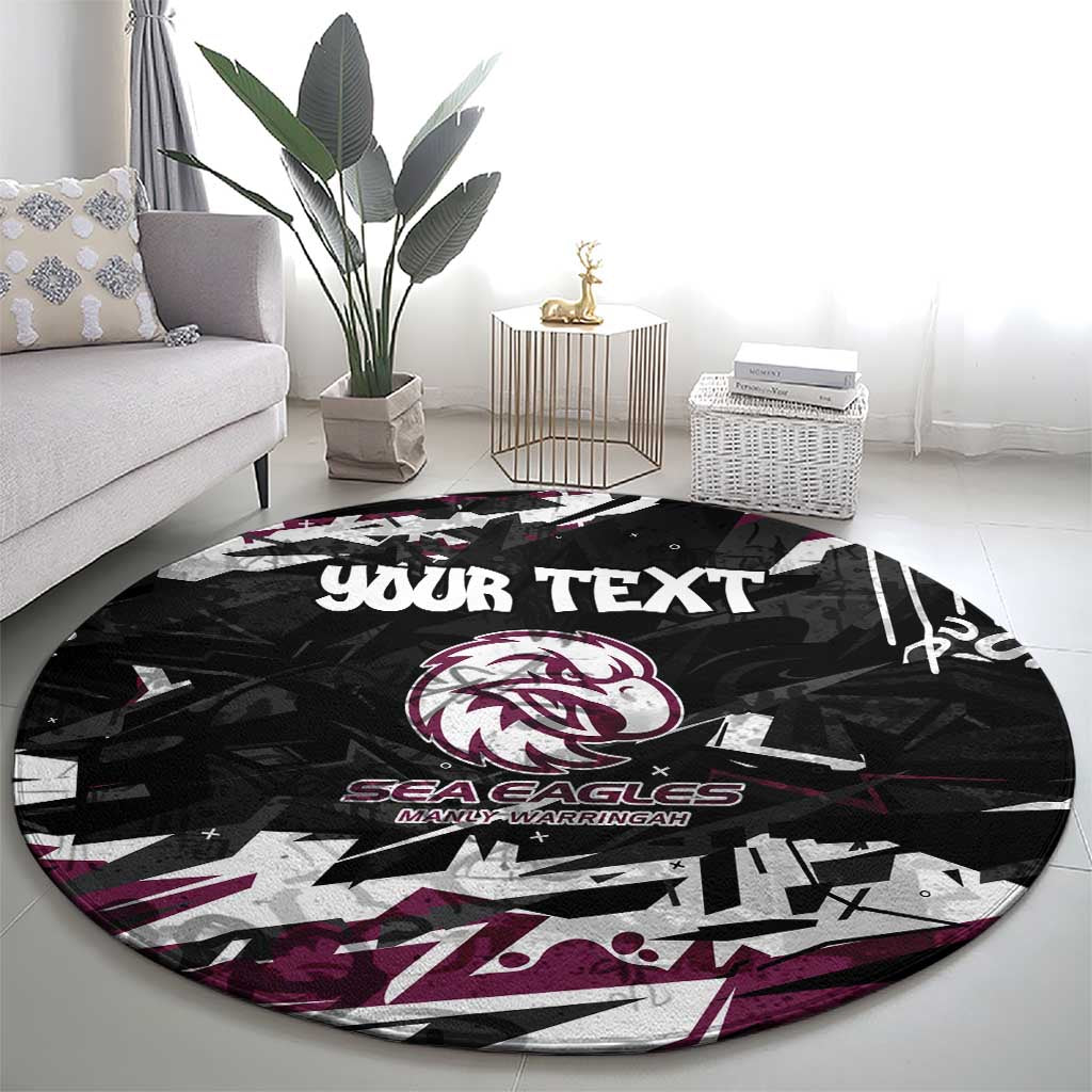 Personalized Manly Warringah Sea Eagles Round Carpet Graffiti Grunge Abstract Urban Street Style Design
