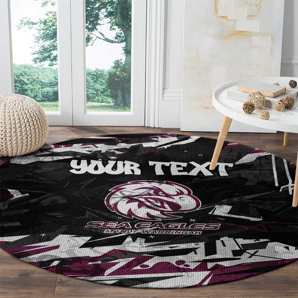Personalized Manly Warringah Sea Eagles Round Carpet Graffiti Grunge Abstract Urban Street Style Design