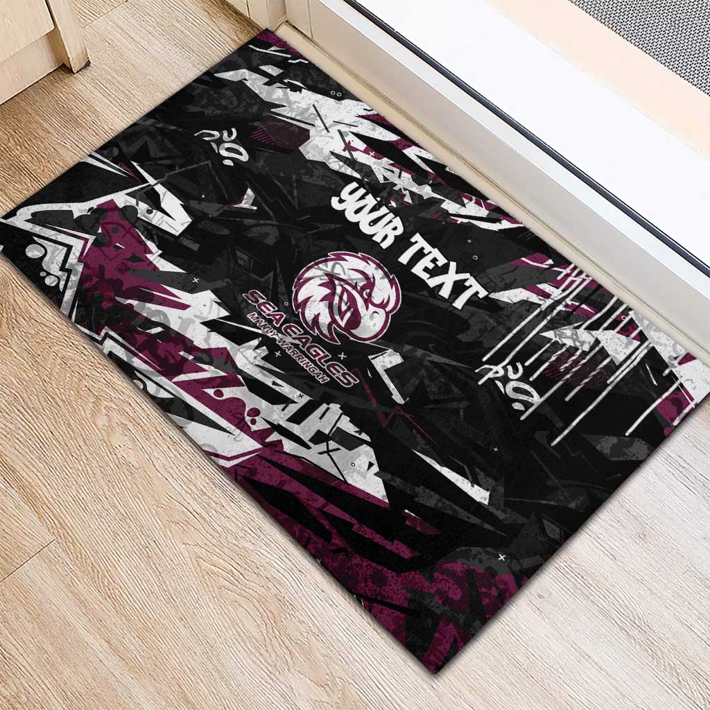 Personalized Manly Warringah Sea Eagles Rubber Doormat Graffiti Grunge Abstract Urban Street Style Design