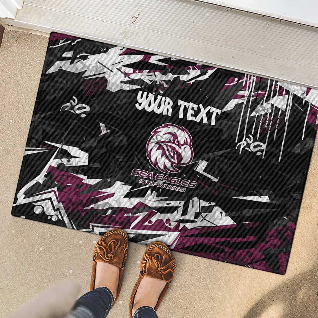 Personalized Manly Warringah Sea Eagles Rubber Doormat Graffiti Grunge Abstract Urban Street Style Design