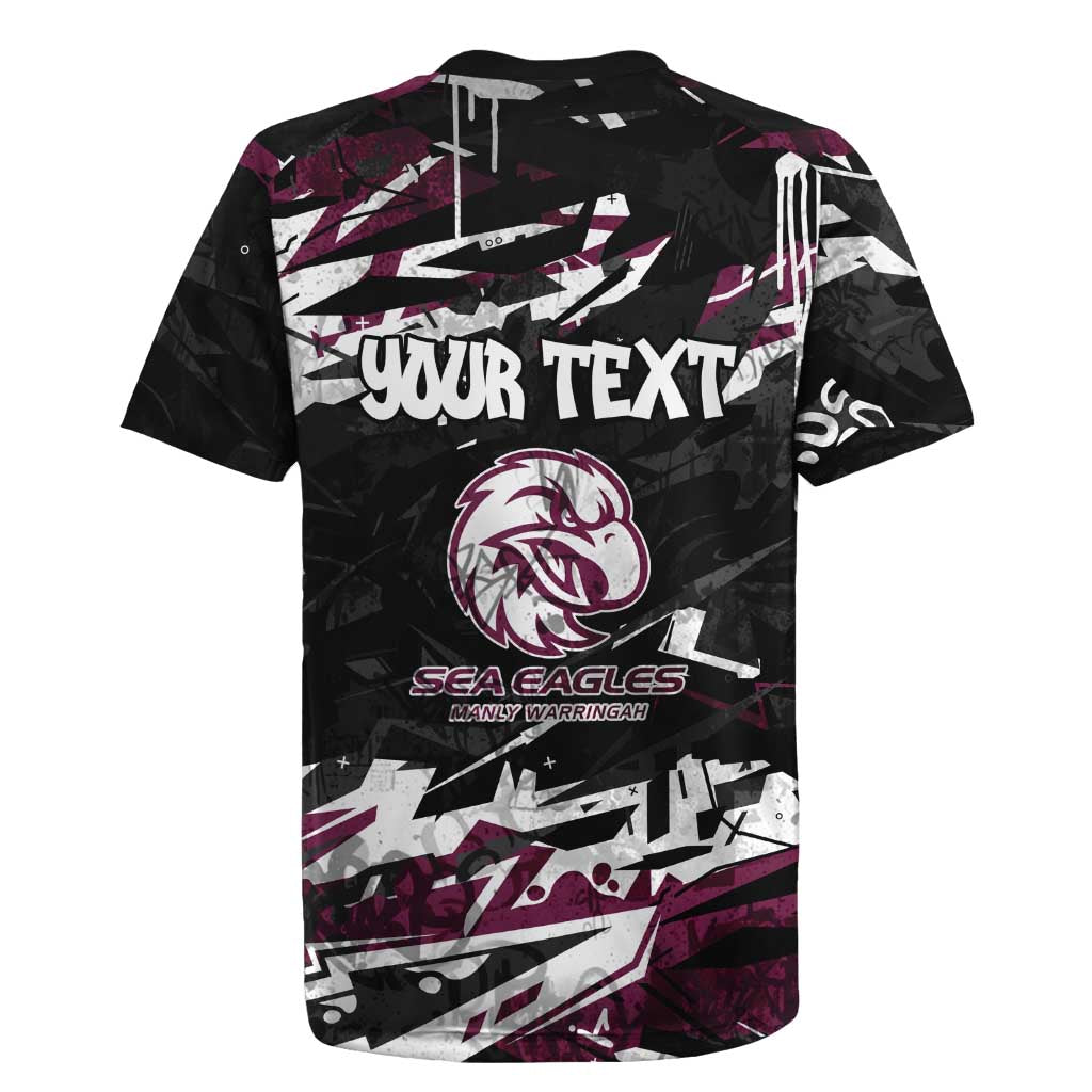 Personalized Manly Warringah Sea Eagles Rugby Jersey Graffiti Grunge Abstract Urban Street Style Design