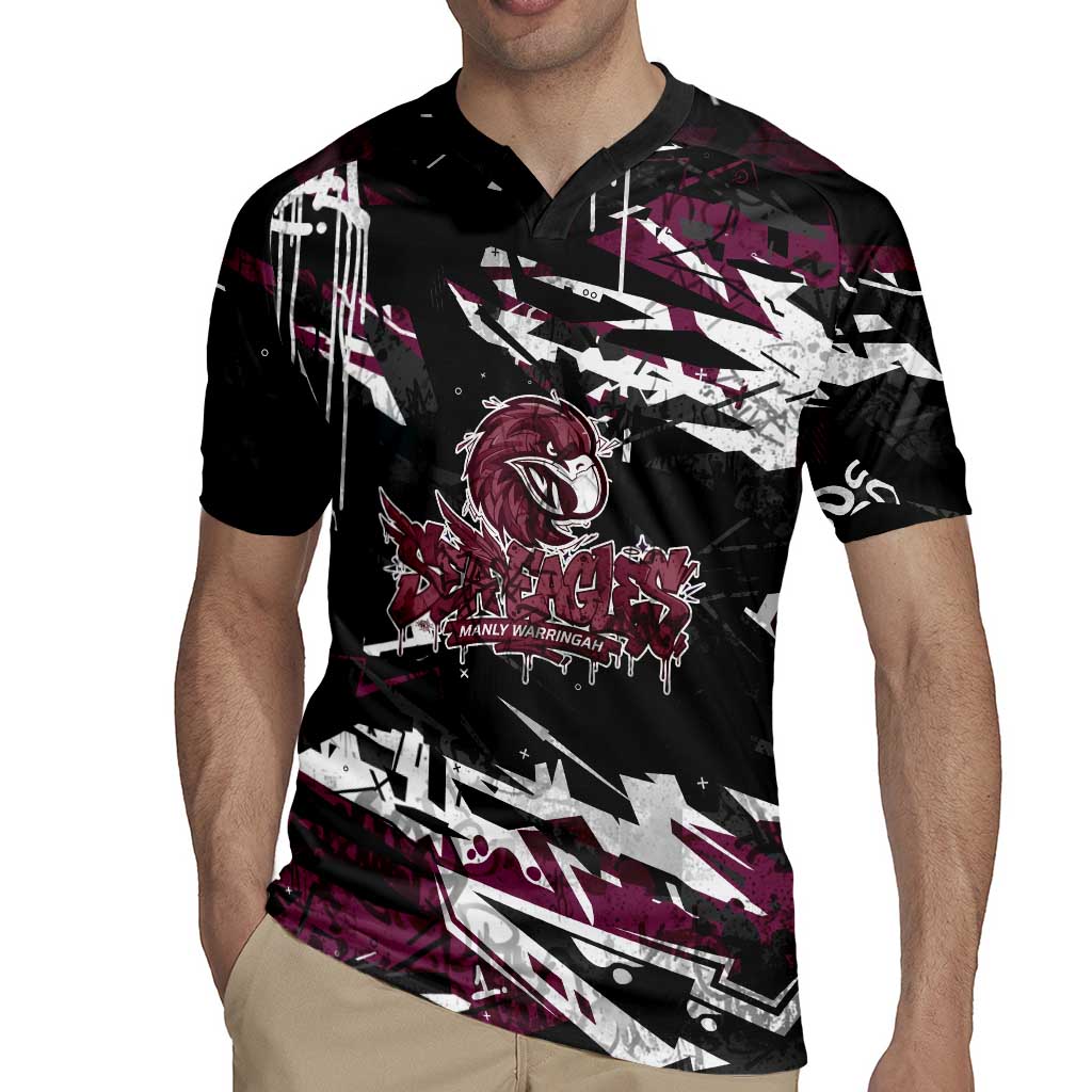 Personalized Manly Warringah Sea Eagles Rugby Jersey Graffiti Grunge Abstract Urban Street Style Design
