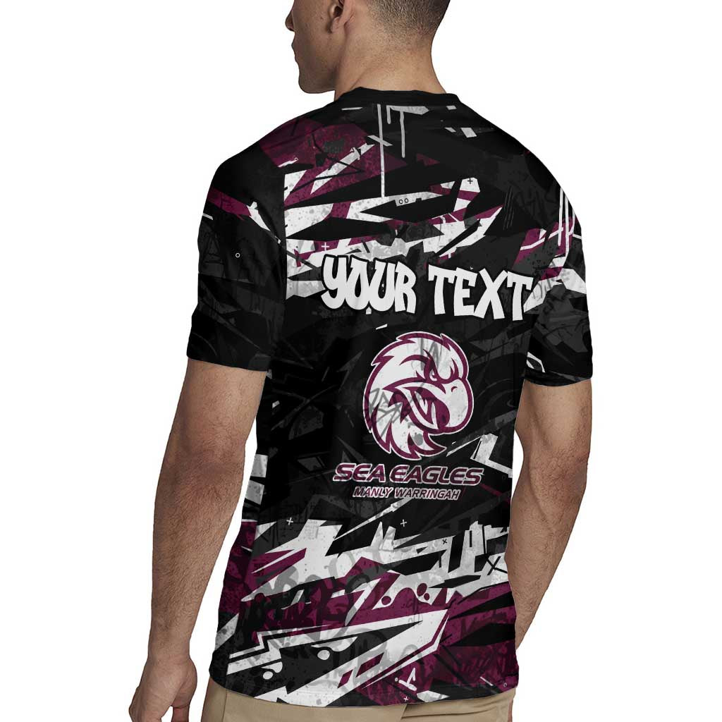 Personalized Manly Warringah Sea Eagles Rugby Jersey Graffiti Grunge Abstract Urban Street Style Design