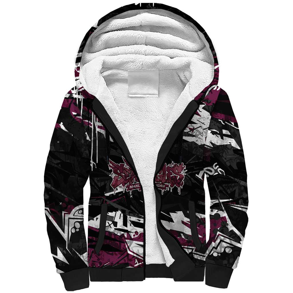 Personalized Manly Warringah Sea Eagles Sherpa Hoodie Graffiti Grunge Abstract Urban Street Style Design