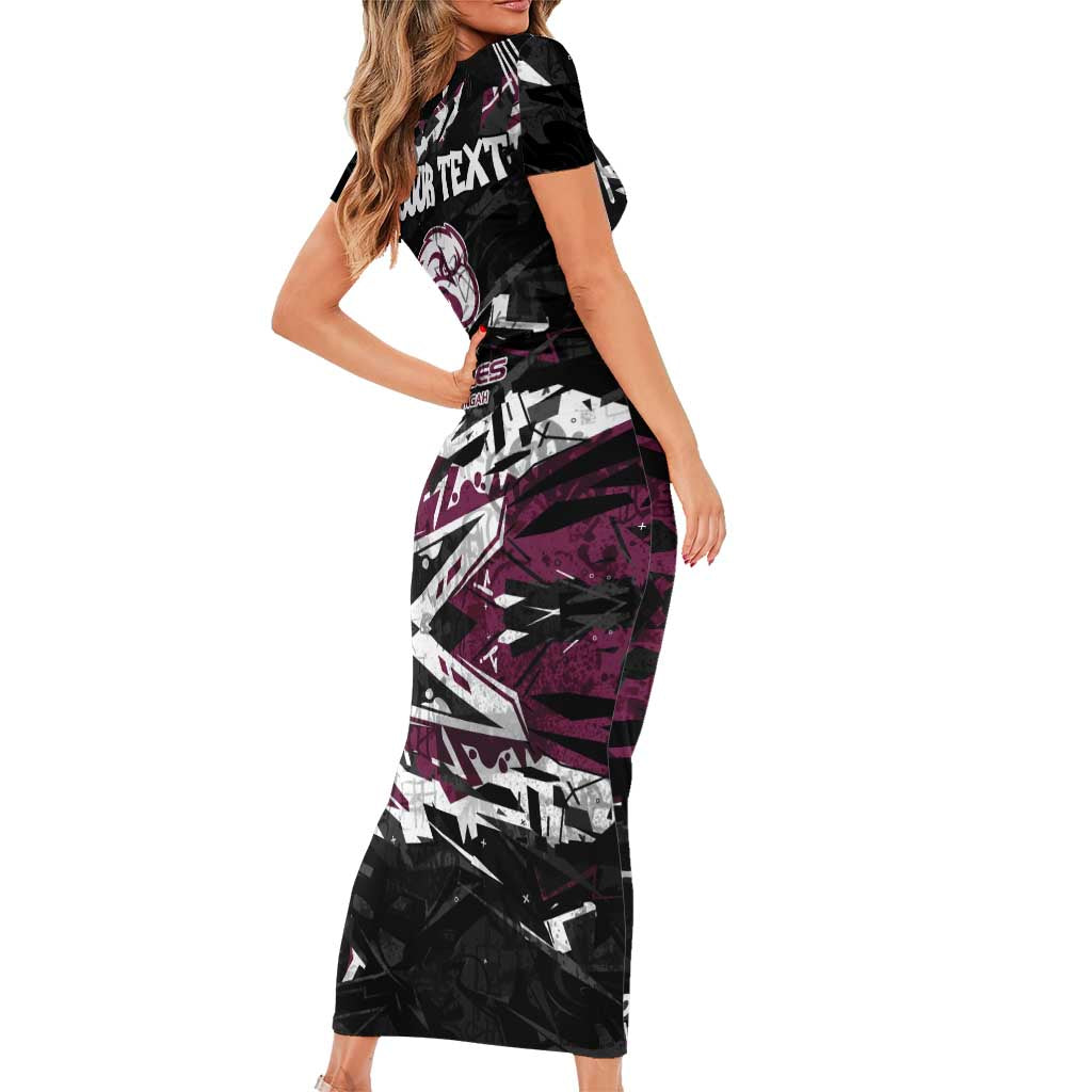 Personalized Manly Warringah Sea Eagles Short Sleeve Bodycon Dress Graffiti Grunge Abstract Urban Street Style Design