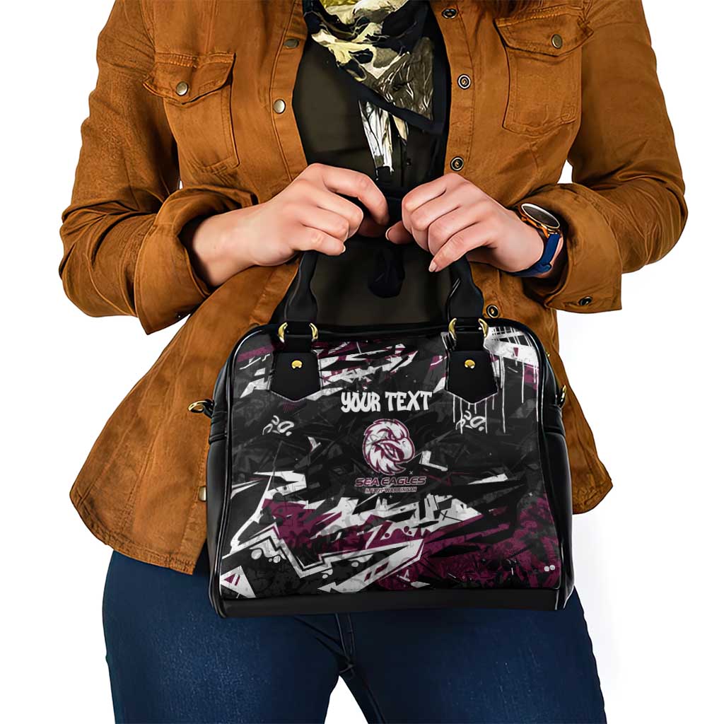 Personalized Manly Warringah Sea Eagles Shoulder Handbag Graffiti Grunge Abstract Urban Street Style Design
