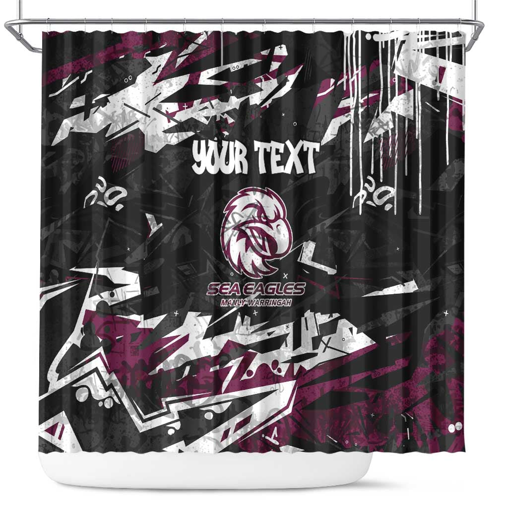 Personalized Manly Warringah Sea Eagles Shower Curtain Graffiti Grunge Abstract Urban Street Style Design