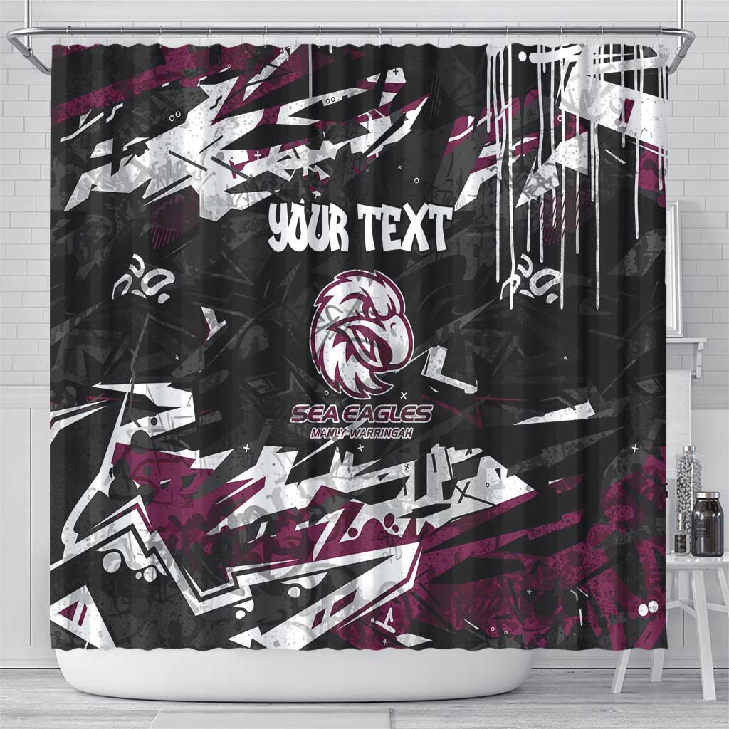 Personalized Manly Warringah Sea Eagles Shower Curtain Graffiti Grunge Abstract Urban Street Style Design