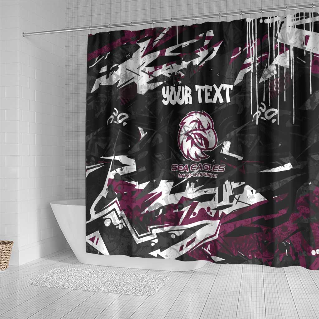 Personalized Manly Warringah Sea Eagles Shower Curtain Graffiti Grunge Abstract Urban Street Style Design