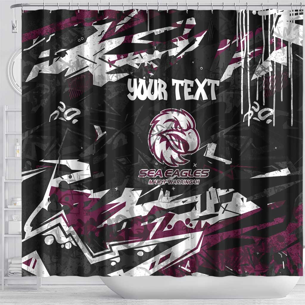 Personalized Manly Warringah Sea Eagles Shower Curtain Graffiti Grunge Abstract Urban Street Style Design