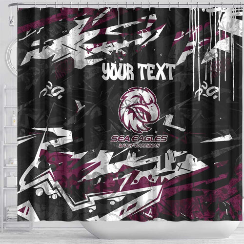 Personalized Manly Warringah Sea Eagles Shower Curtain Graffiti Grunge Abstract Urban Street Style Design
