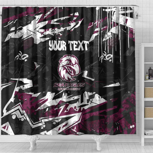 Personalized Manly Warringah Sea Eagles Shower Curtain Graffiti Grunge Abstract Urban Street Style Design