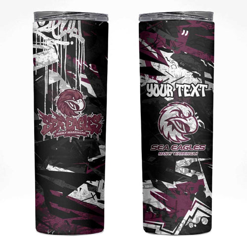 Personalized Manly Warringah Sea Eagles Skinny Tumbler Graffiti Grunge Abstract Urban Street Style Design