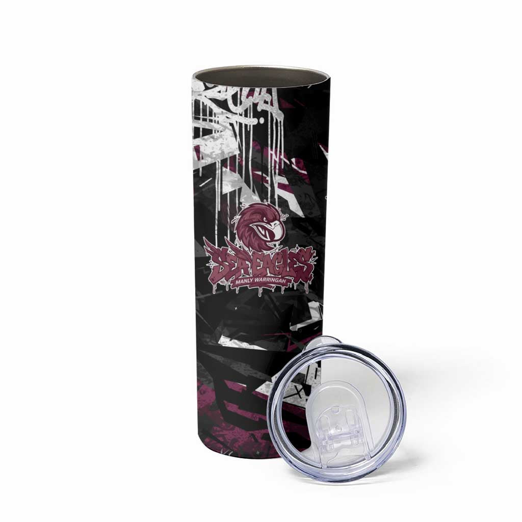 Personalized Manly Warringah Sea Eagles Skinny Tumbler Graffiti Grunge Abstract Urban Street Style Design