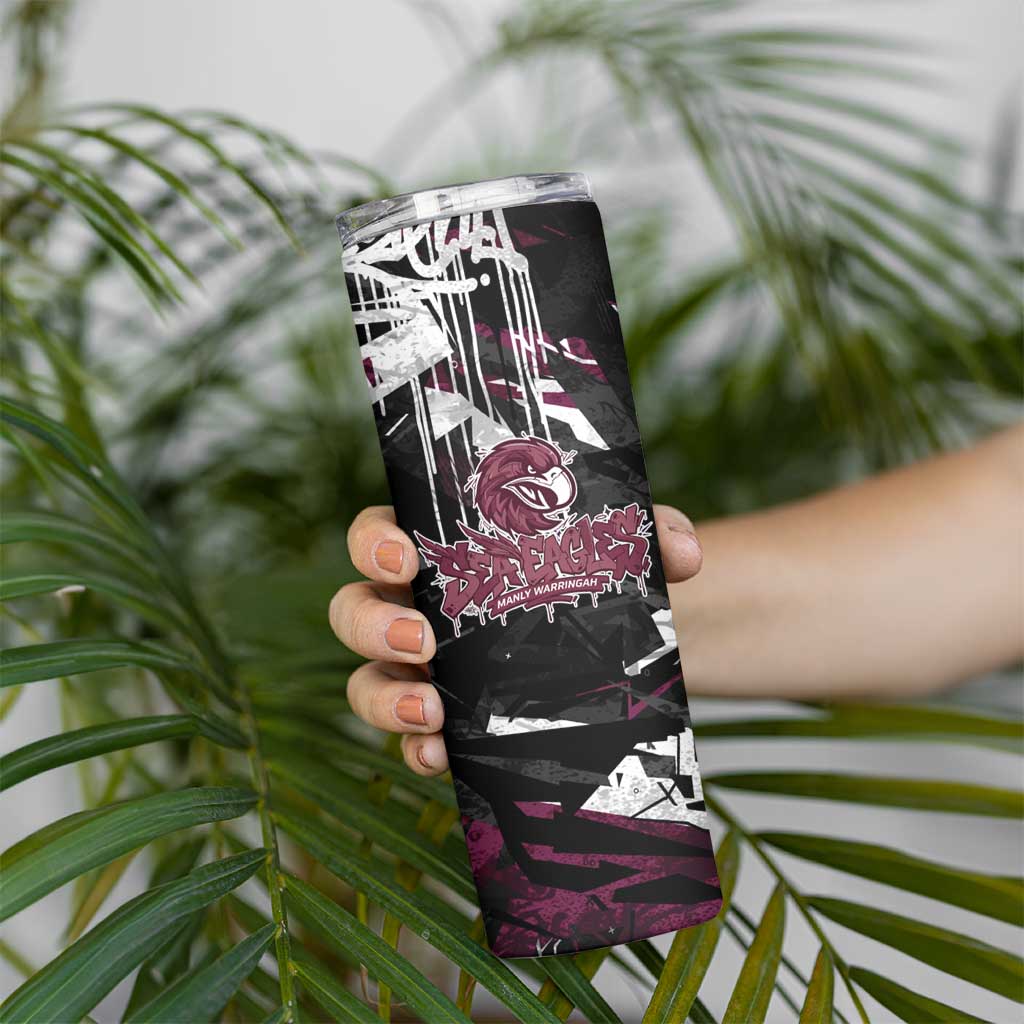 Personalized Manly Warringah Sea Eagles Skinny Tumbler Graffiti Grunge Abstract Urban Street Style Design