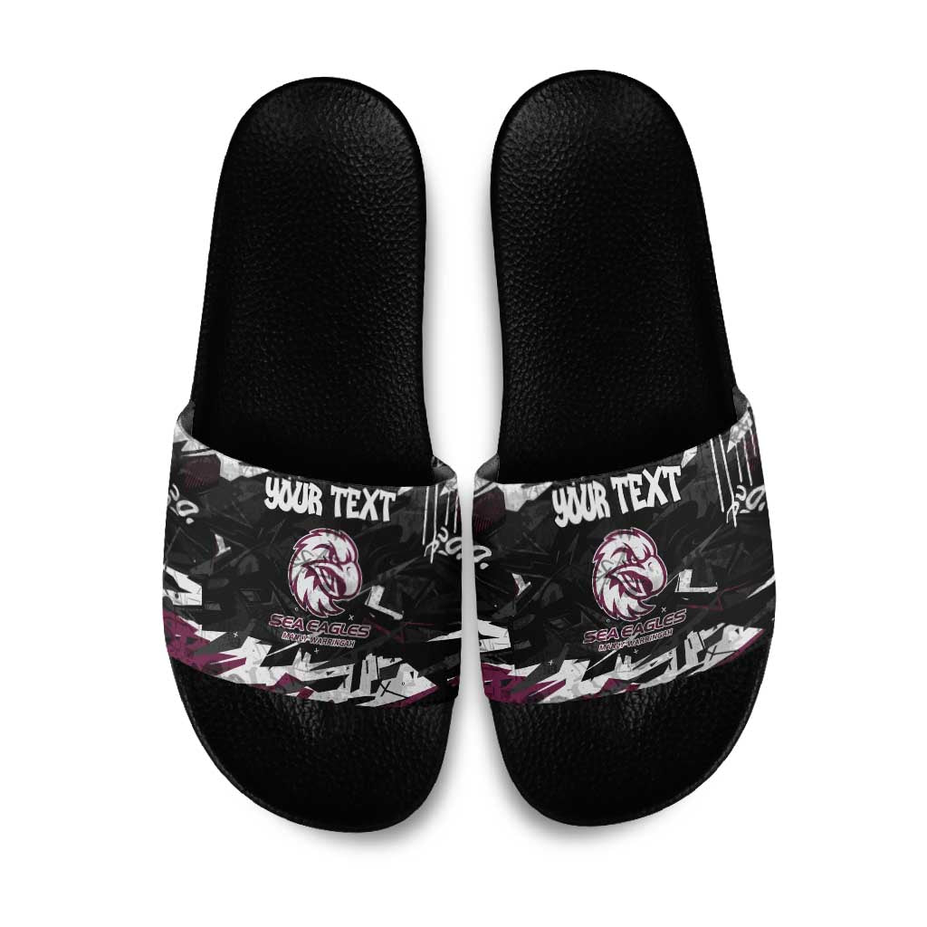 Personalized Manly Warringah Sea Eagles Slide Sandals Graffiti Grunge Abstract Urban Street Style Design