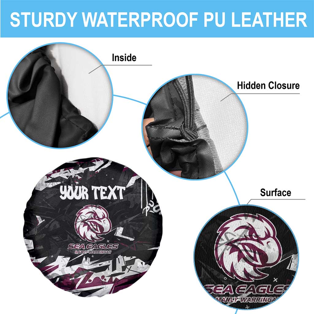 Personalized Manly Warringah Sea Eagles Spare Tire Cover Graffiti Grunge Abstract Urban Street Style Design