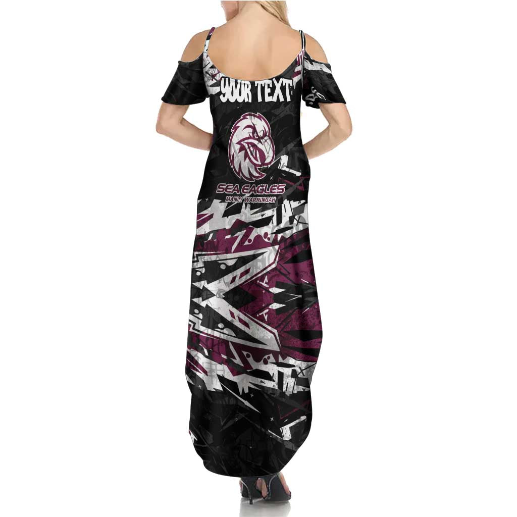 Personalized Manly Warringah Sea Eagles Summer Maxi Dress Graffiti Grunge Abstract Urban Street Style Design