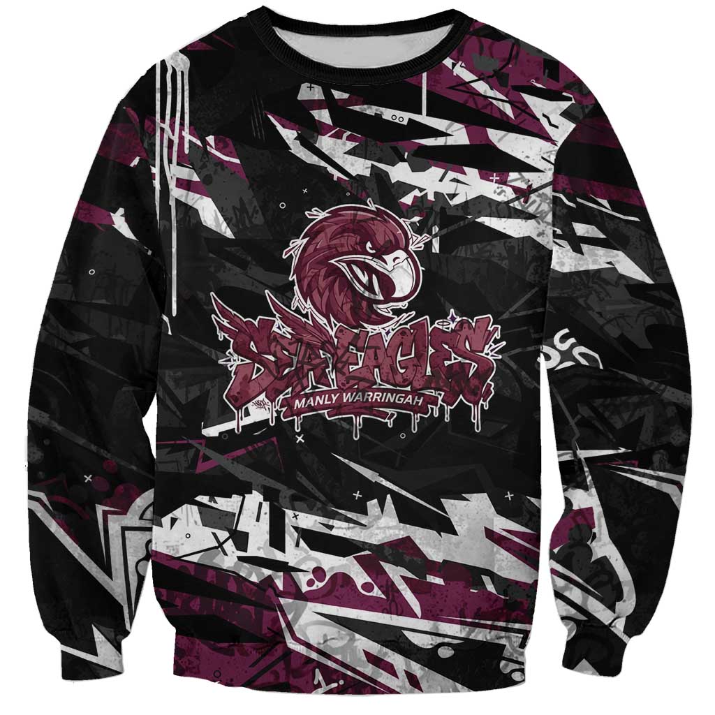 Personalized Manly Warringah Sea Eagles Sweatshirt Graffiti Grunge Abstract Urban Street Style Design