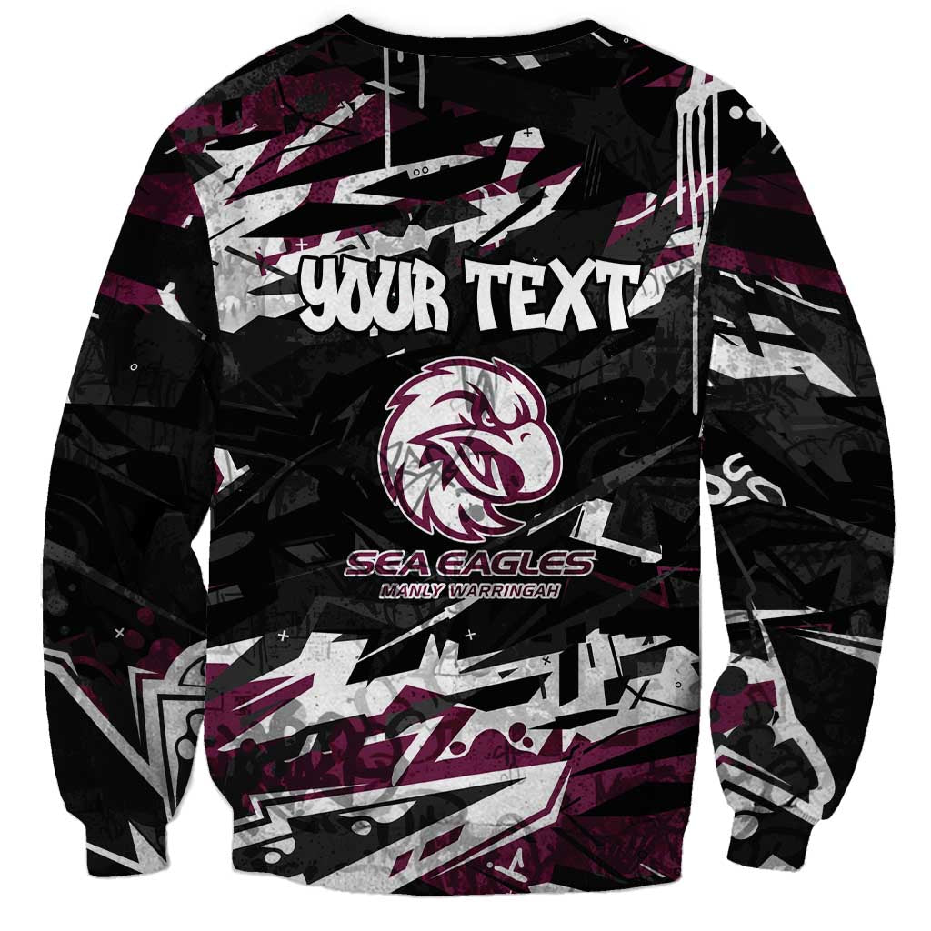 Personalized Manly Warringah Sea Eagles Sweatshirt Graffiti Grunge Abstract Urban Street Style Design