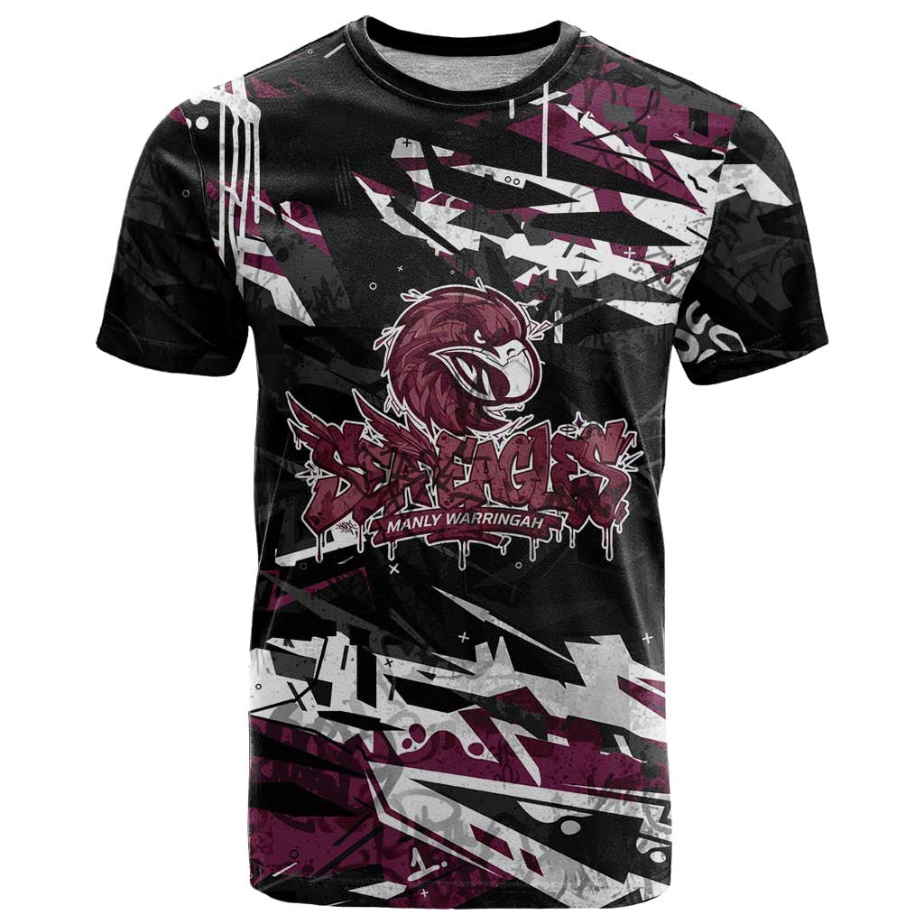 Personalized Manly Warringah Sea Eagles T Shirt Graffiti Grunge Abstract Urban Street Style Design