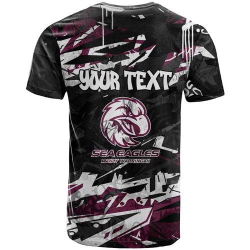 Personalized Manly Warringah Sea Eagles T Shirt Graffiti Grunge Abstract Urban Street Style Design