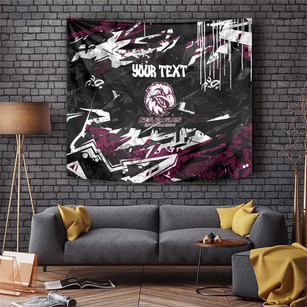 Personalized Manly Warringah Sea Eagles Tapestry Graffiti Grunge Abstract Urban Street Style Design