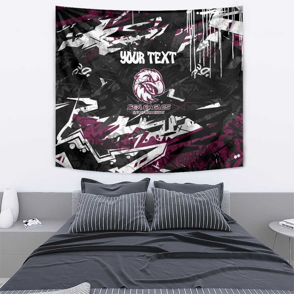 Personalized Manly Warringah Sea Eagles Tapestry Graffiti Grunge Abstract Urban Street Style Design