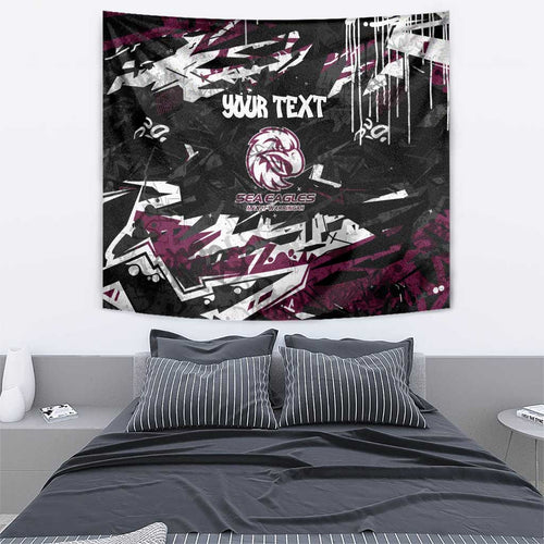 Personalized Manly Warringah Sea Eagles Tapestry Graffiti Grunge Abstract Urban Street Style Design