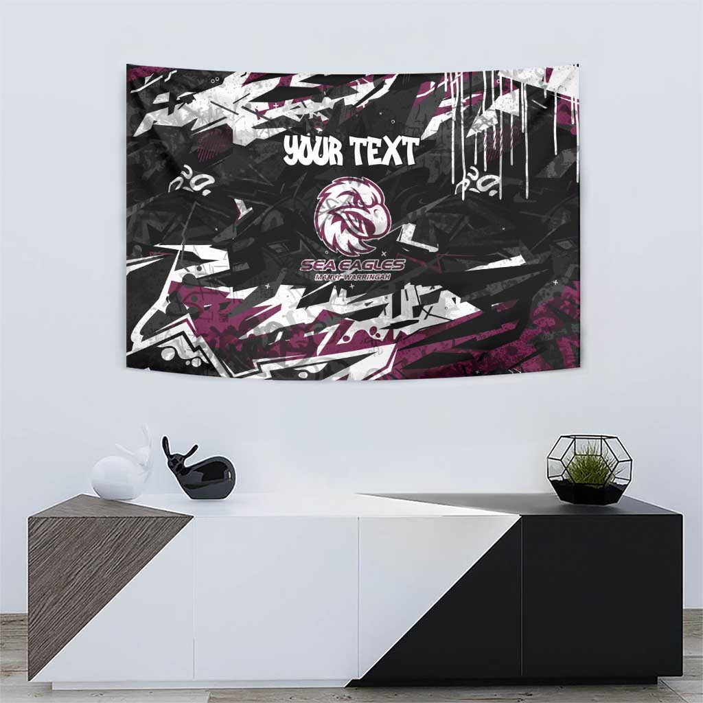 Personalized Manly Warringah Sea Eagles Tapestry Graffiti Grunge Abstract Urban Street Style Design