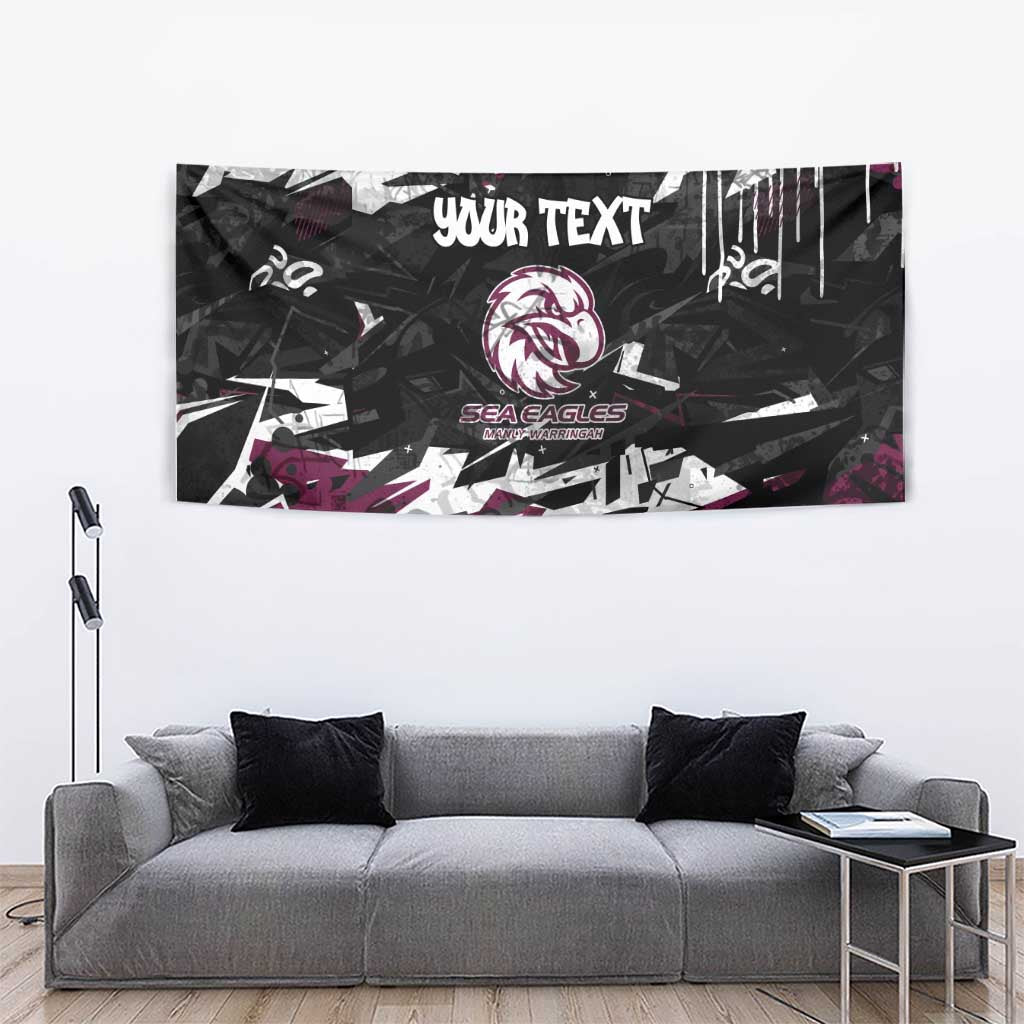Personalized Manly Warringah Sea Eagles Tapestry Graffiti Grunge Abstract Urban Street Style Design