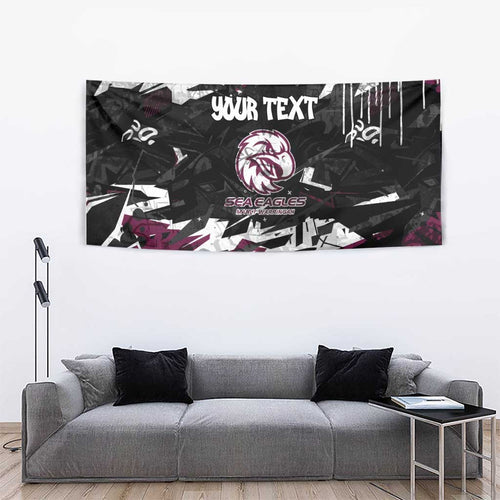 Personalized Manly Warringah Sea Eagles Tapestry Graffiti Grunge Abstract Urban Street Style Design
