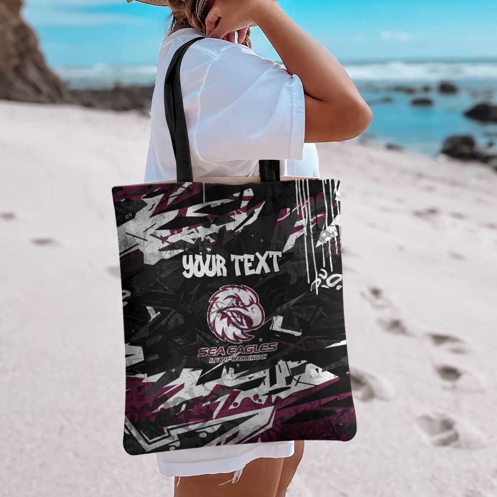 Personalized Manly Warringah Sea Eagles Tote Bag Graffiti Grunge Abstract Urban Street Style Design