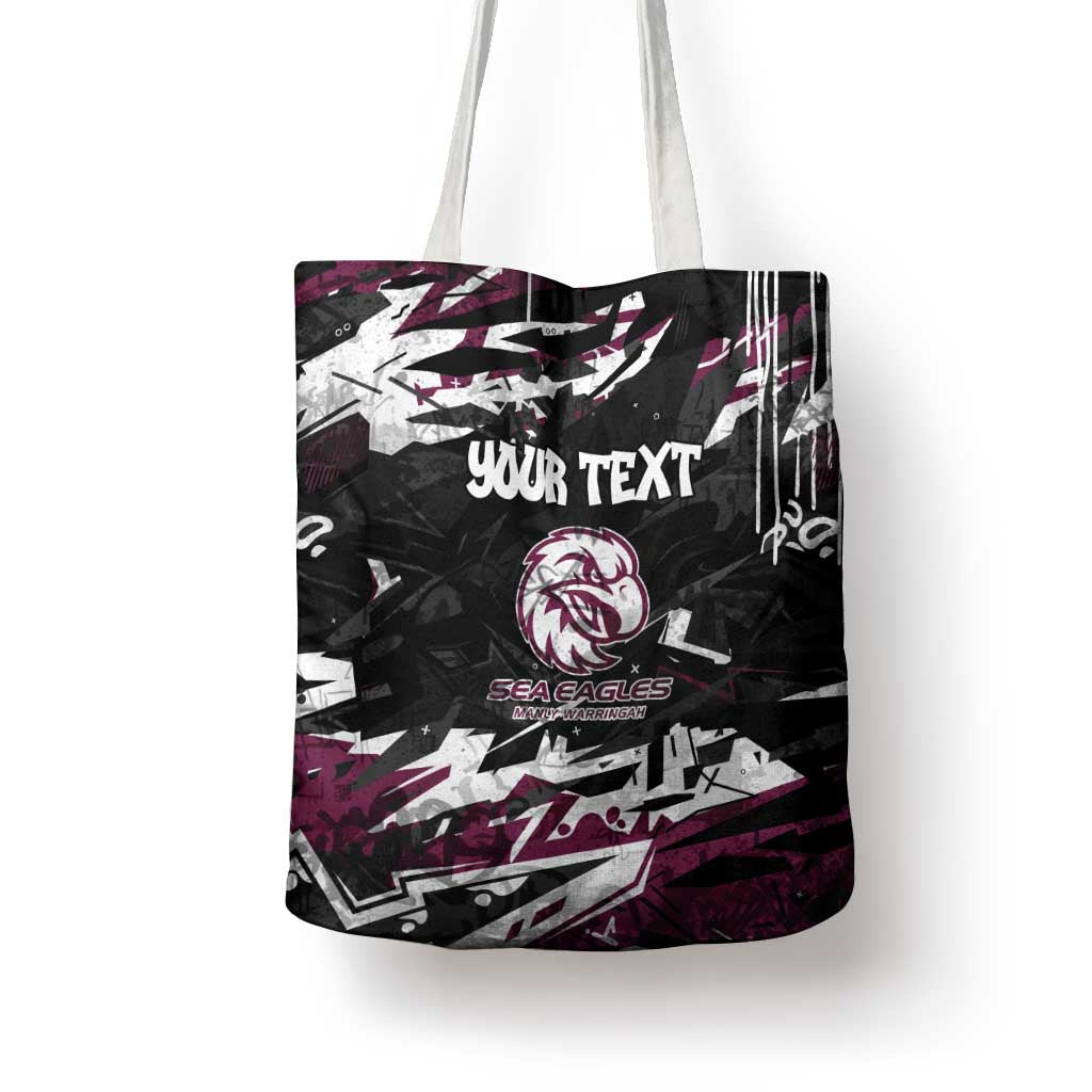 Personalized Manly Warringah Sea Eagles Tote Bag Graffiti Grunge Abstract Urban Street Style Design