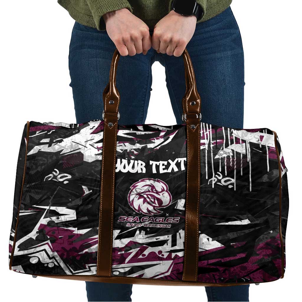 Personalized Manly Warringah Sea Eagles Travel Bag Graffiti Grunge Abstract Urban Street Style Design