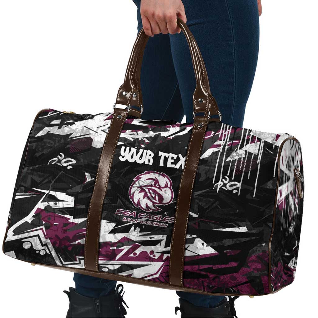 Personalized Manly Warringah Sea Eagles Travel Bag Graffiti Grunge Abstract Urban Street Style Design
