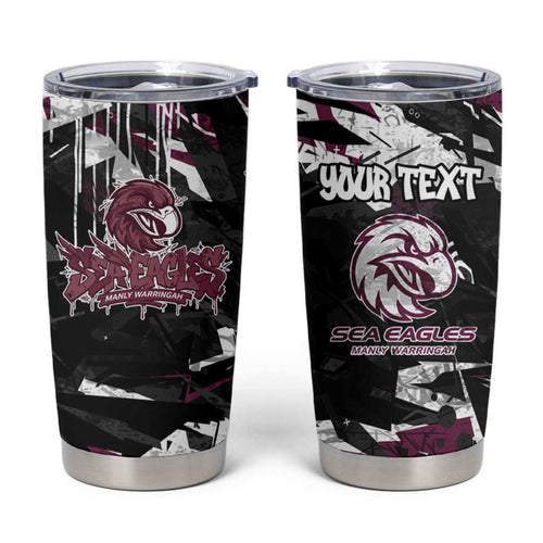 Personalized Manly Warringah Sea Eagles Tumbler Cup Graffiti Grunge Abstract Urban Street Style Design
