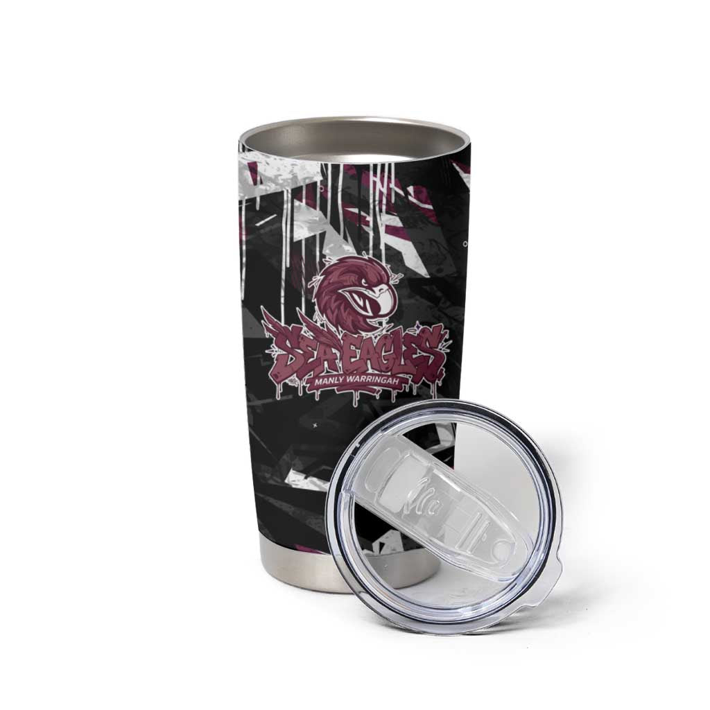 Personalized Manly Warringah Sea Eagles Tumbler Cup Graffiti Grunge Abstract Urban Street Style Design