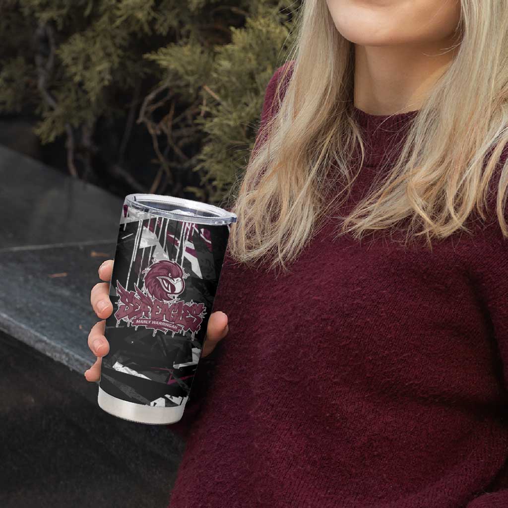 Personalized Manly Warringah Sea Eagles Tumbler Cup Graffiti Grunge Abstract Urban Street Style Design