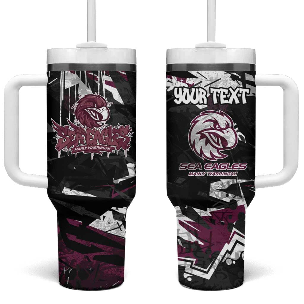 Personalized Manly Warringah Sea Eagles Tumbler With Handle Graffiti Grunge Abstract Urban Street Style Design